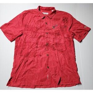 Tommy Bahama NFL Arizona Cardinals Tropical Floral Camp Shirt Island Zone Size L